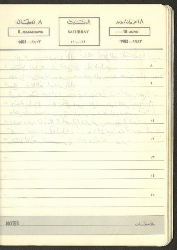 Mahmoud Khreisheh Diaries, Thinnaba- Tulkarm, 1983