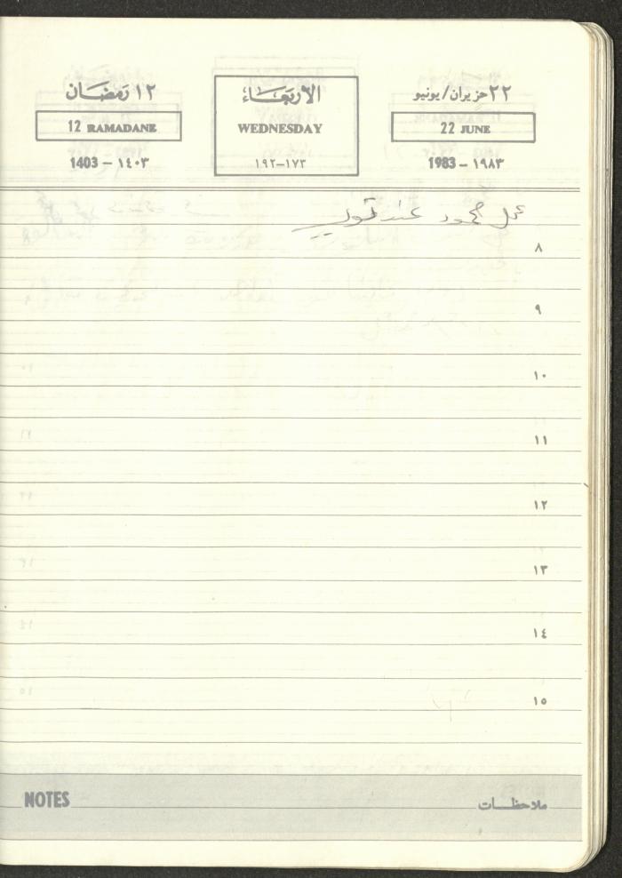 Mahmoud Khreisheh Diaries, Thinnaba- Tulkarm, 1983