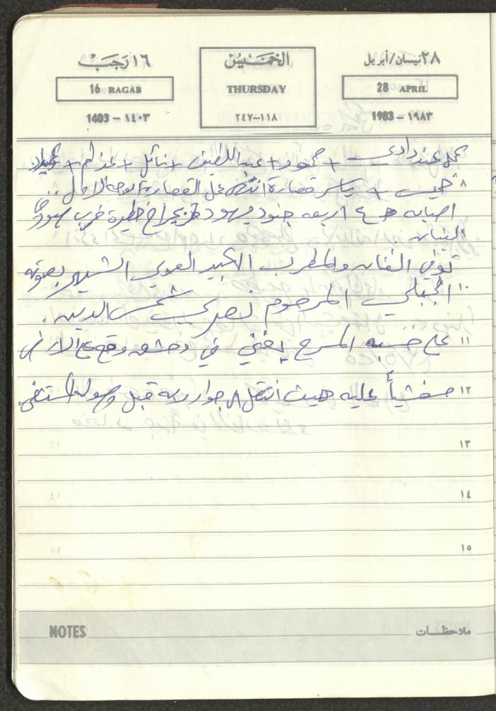 Mahmoud Khreisheh Diaries, Thinnaba- Tulkarm, 1983