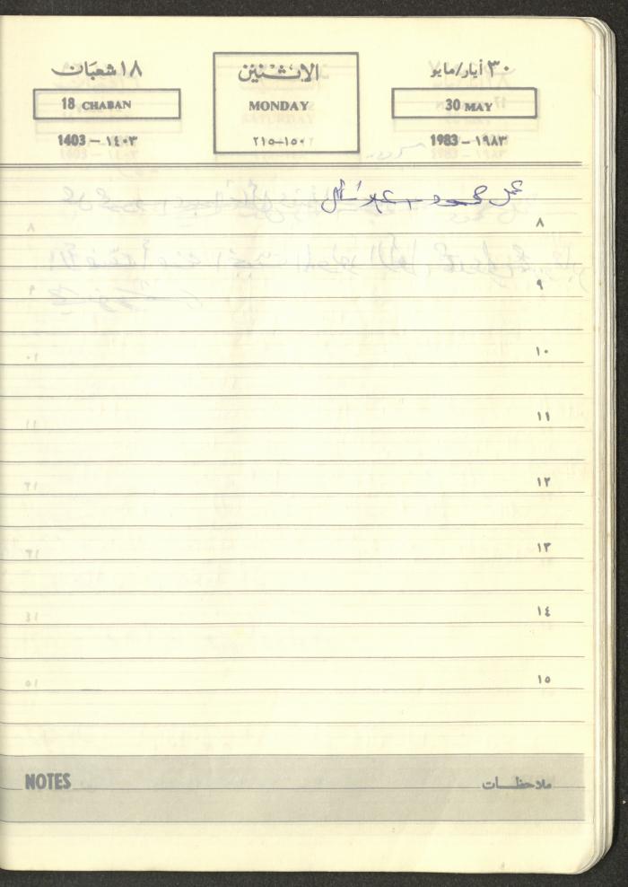 Mahmoud Khreisheh Diaries, Thinnaba- Tulkarm, 1983