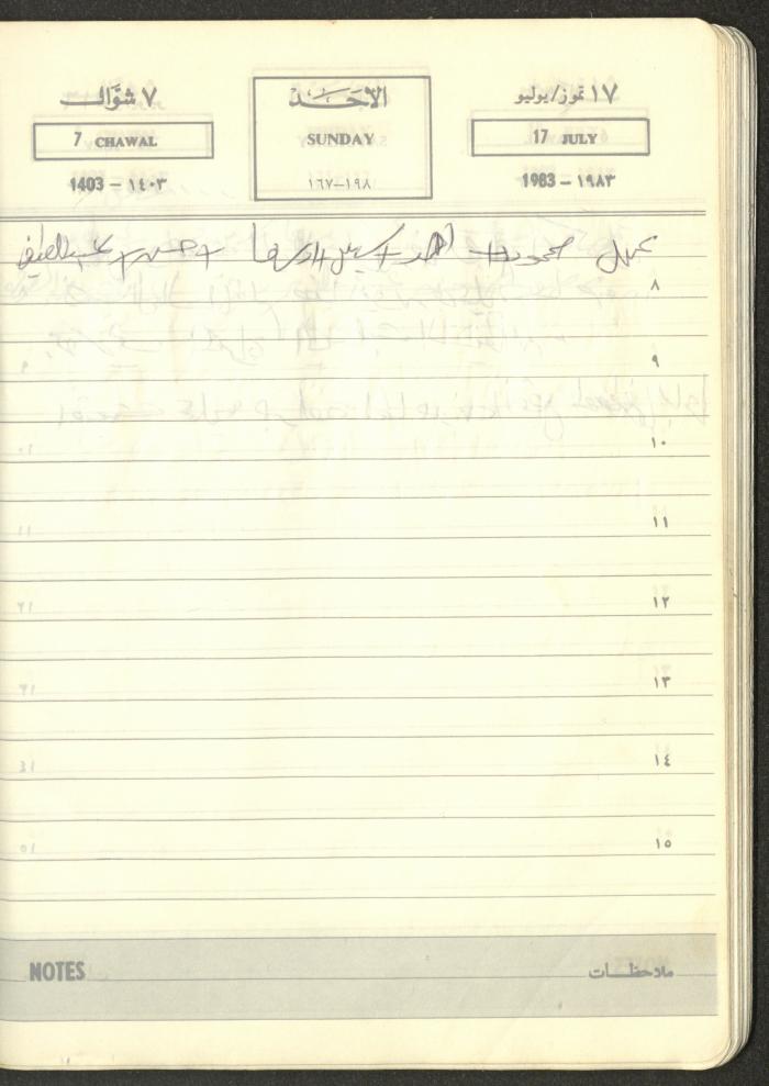 Mahmoud Khreisheh Diaries, Thinnaba- Tulkarm, 1983
