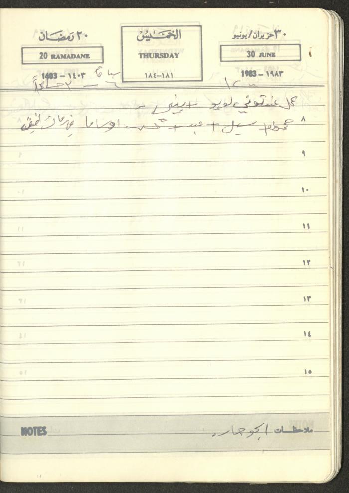 Mahmoud Khreisheh Diaries, Thinnaba- Tulkarm, 1983