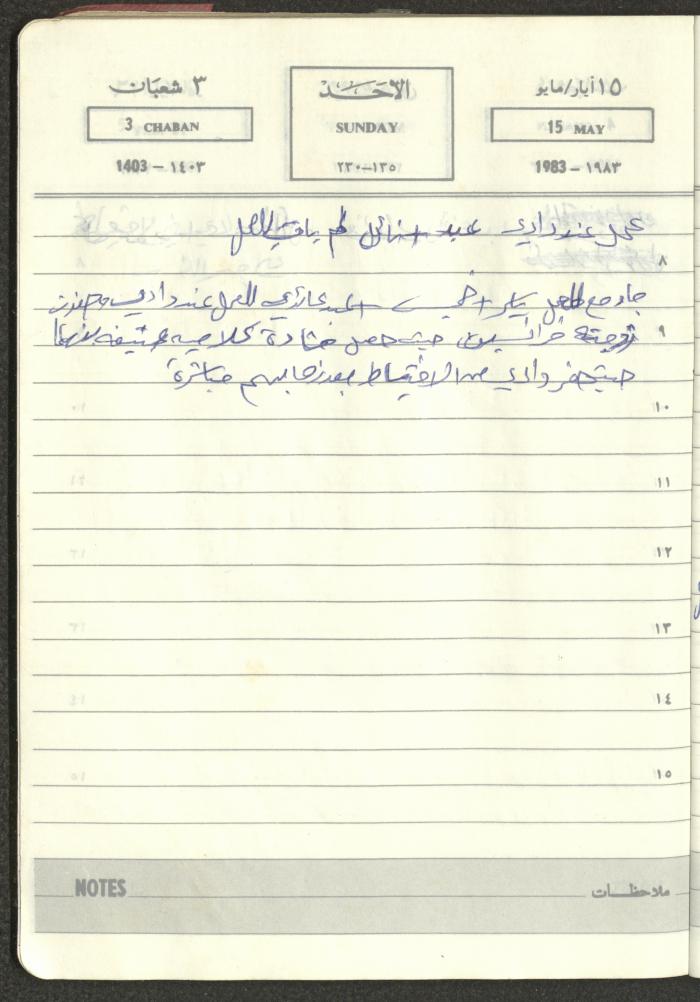Mahmoud Khreisheh Diaries, Thinnaba- Tulkarm, 1983