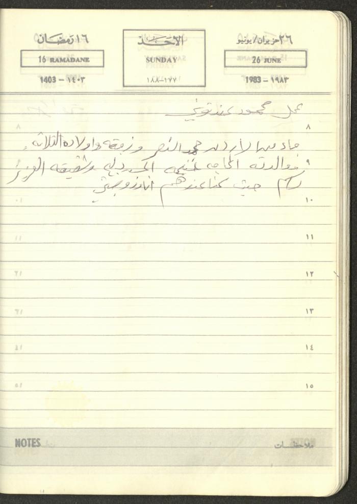 Mahmoud Khreisheh Diaries, Thinnaba- Tulkarm, 1983