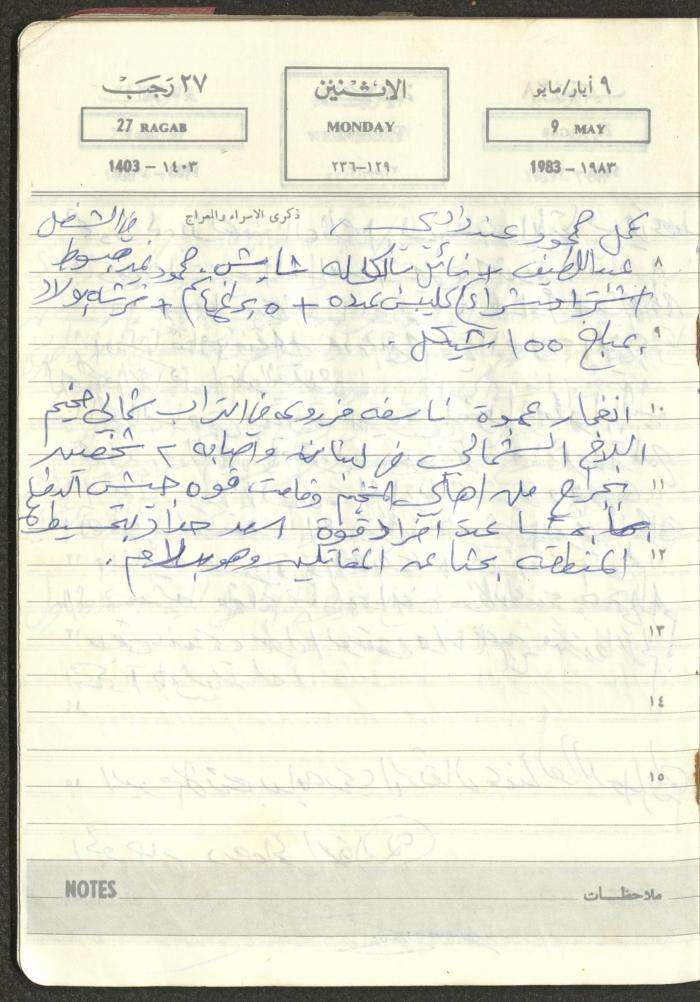 Mahmoud Khreisheh Diaries, Thinnaba- Tulkarm, 1983