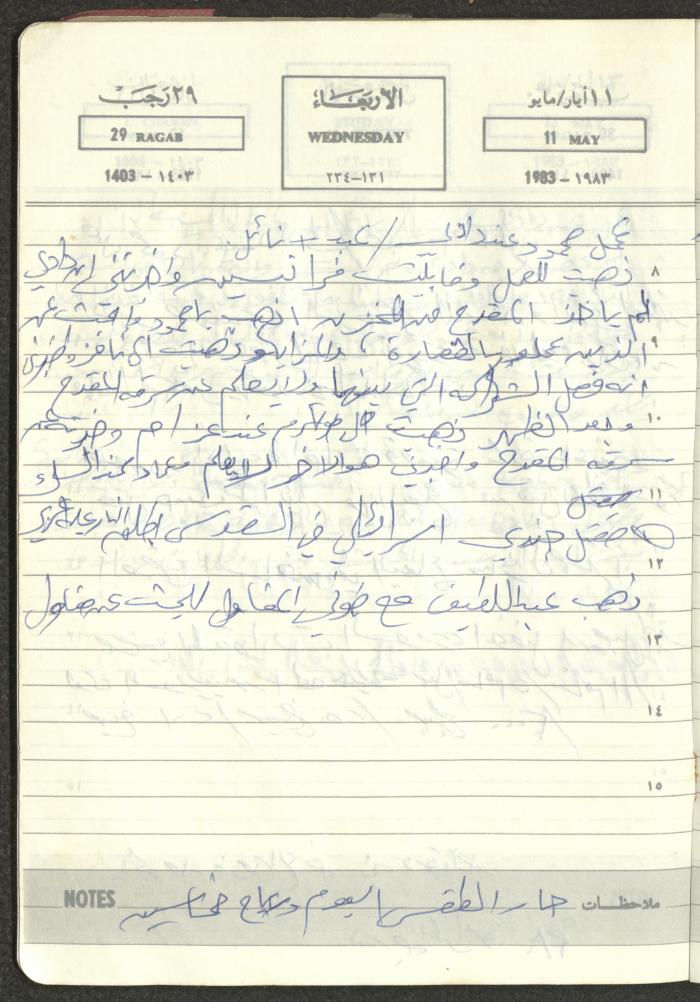 Mahmoud Khreisheh Diaries, Thinnaba- Tulkarm, 1983