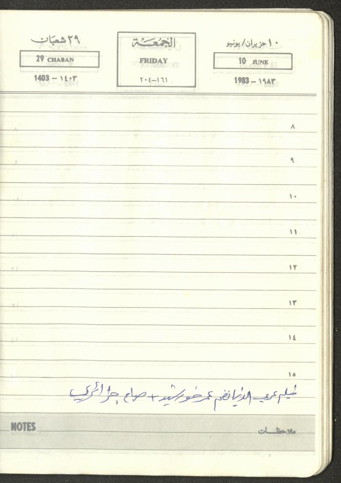Mahmoud Khreisheh Diaries, Thinnaba- Tulkarm, 1983