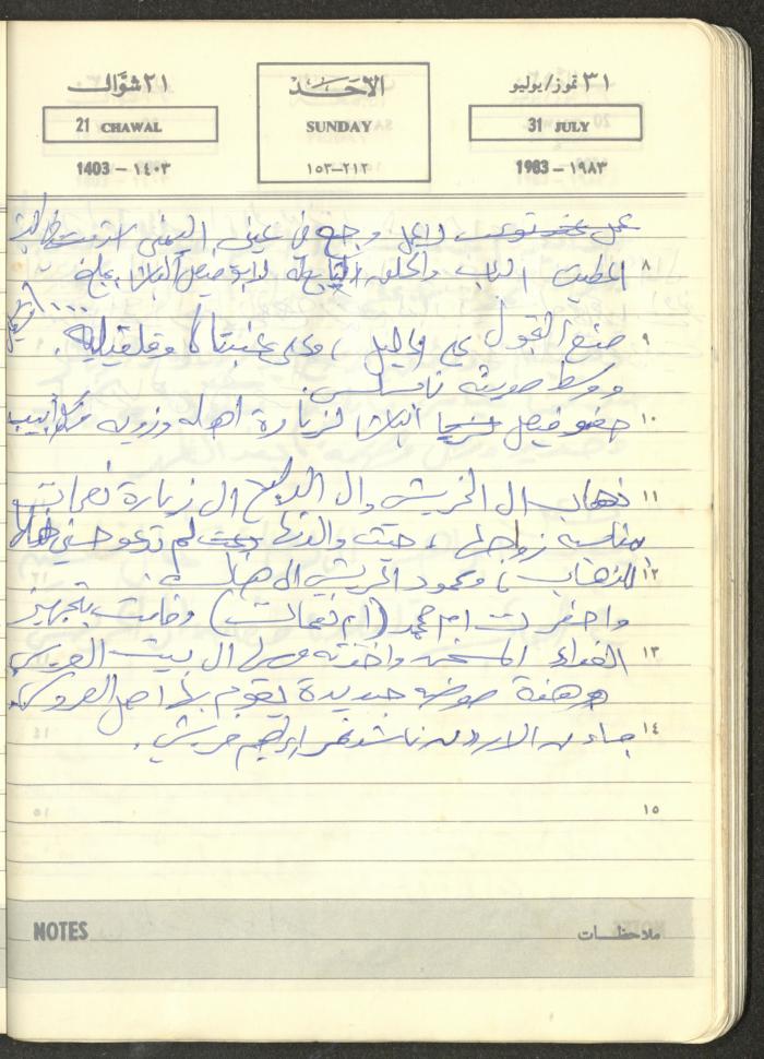Mahmoud Khreisheh Diaries, Thinnaba- Tulkarm, 1983