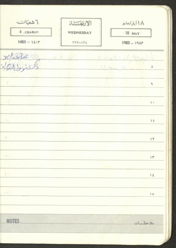 Mahmoud Khreisheh Diaries, Thinnaba- Tulkarm, 1983