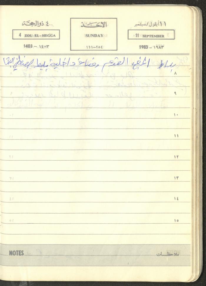 Mahmoud Khreisheh Diaries, Thinnaba- Tulkarm, 1983