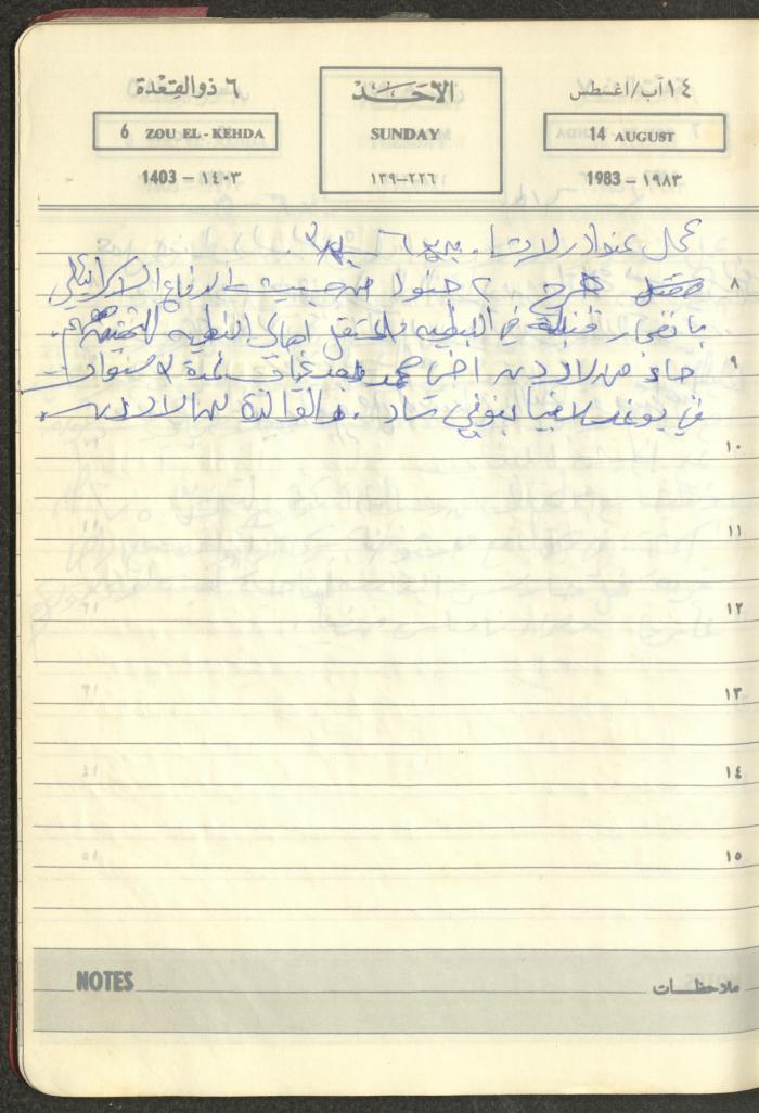 Mahmoud Khreisheh Diaries, Thinnaba- Tulkarm, 1983