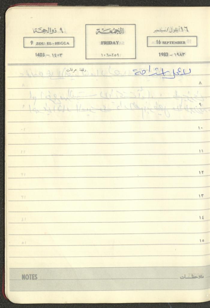 Mahmoud Khreisheh Diaries, Thinnaba- Tulkarm, 1983