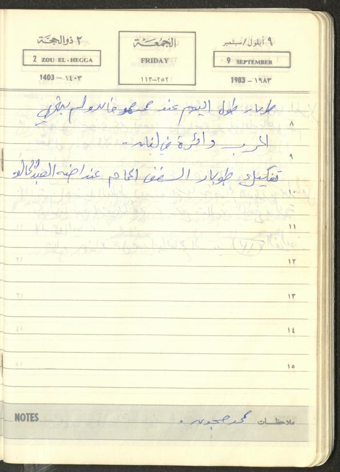 Mahmoud Khreisheh Diaries, Thinnaba- Tulkarm, 1983