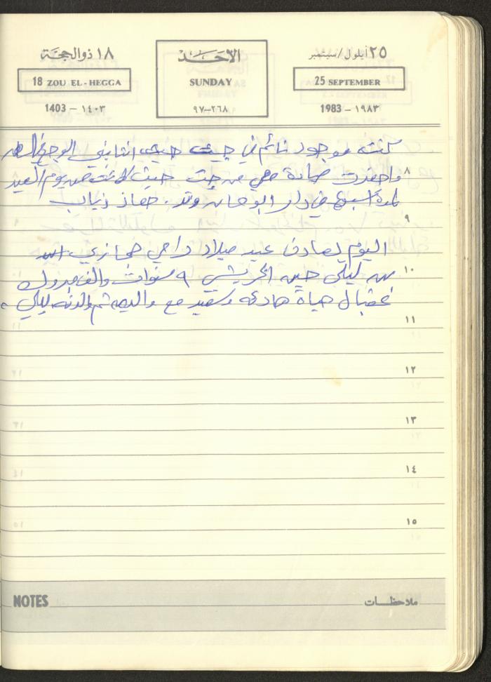 Mahmoud Khreisheh Diaries, Thinnaba- Tulkarm, 1983
