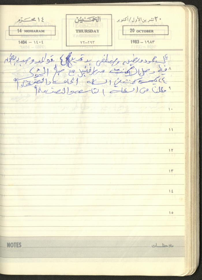 Mahmoud Khreisheh Diaries, Thinnaba- Tulkarm, 1983