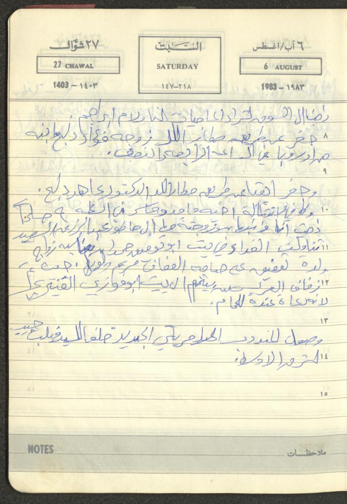 Mahmoud Khreisheh Diaries, Thinnaba- Tulkarm, 1983