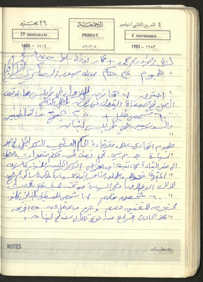 Mahmoud Khreisheh Diaries, Thinnaba- Tulkarm, 1983