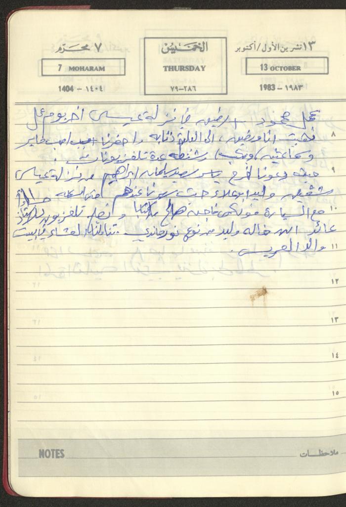 Mahmoud Khreisheh Diaries, Thinnaba- Tulkarm, 1983
