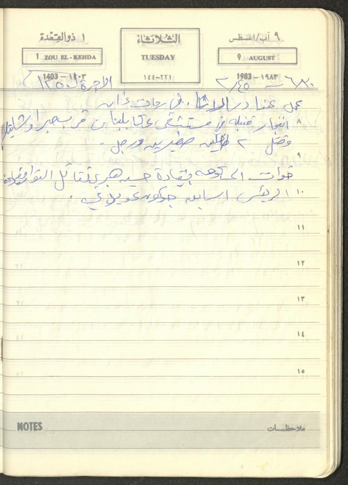 Mahmoud Khreisheh Diaries, Thinnaba- Tulkarm, 1983