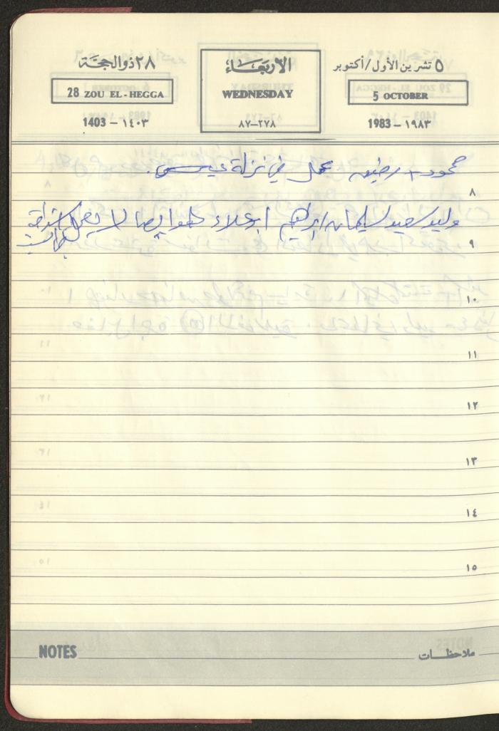 Mahmoud Khreisheh Diaries, Thinnaba- Tulkarm, 1983