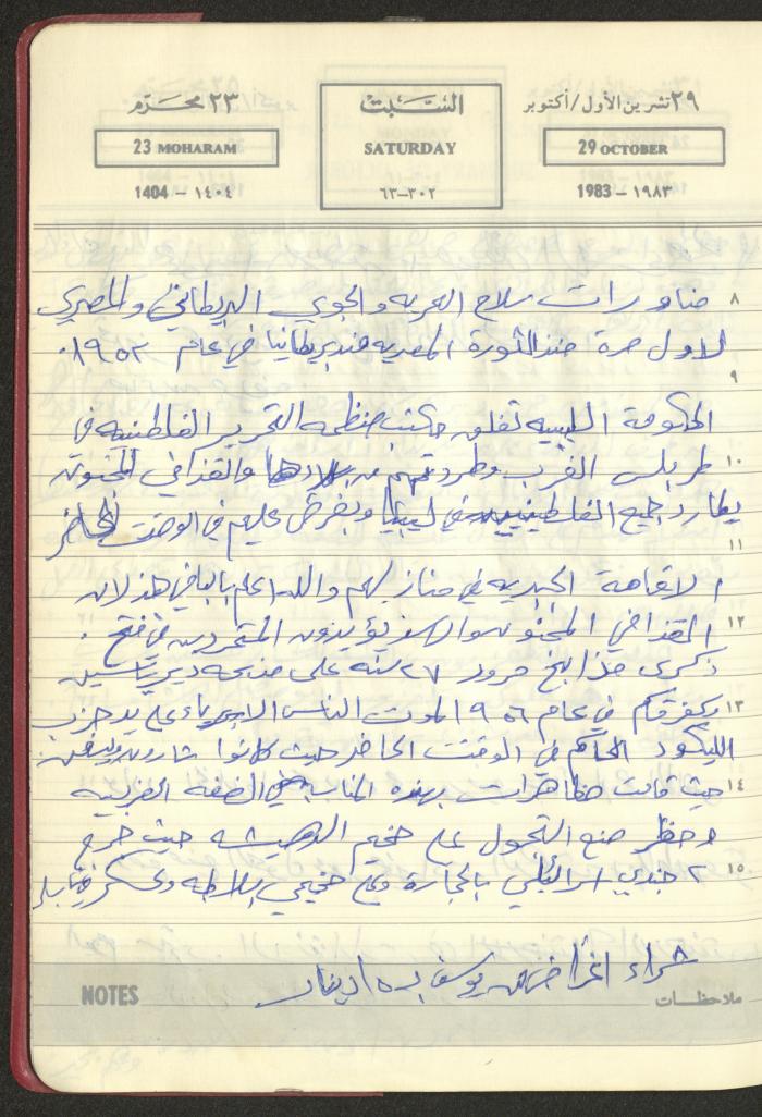 Mahmoud Khreisheh Diaries, Thinnaba- Tulkarm, 1983