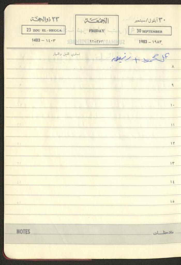 Mahmoud Khreisheh Diaries, Thinnaba- Tulkarm, 1983