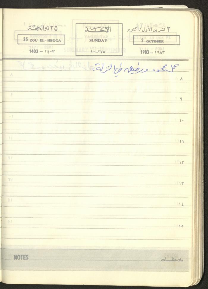Mahmoud Khreisheh Diaries, Thinnaba- Tulkarm, 1983