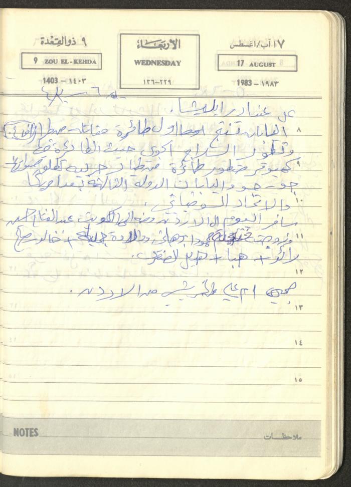 Mahmoud Khreisheh Diaries, Thinnaba- Tulkarm, 1983