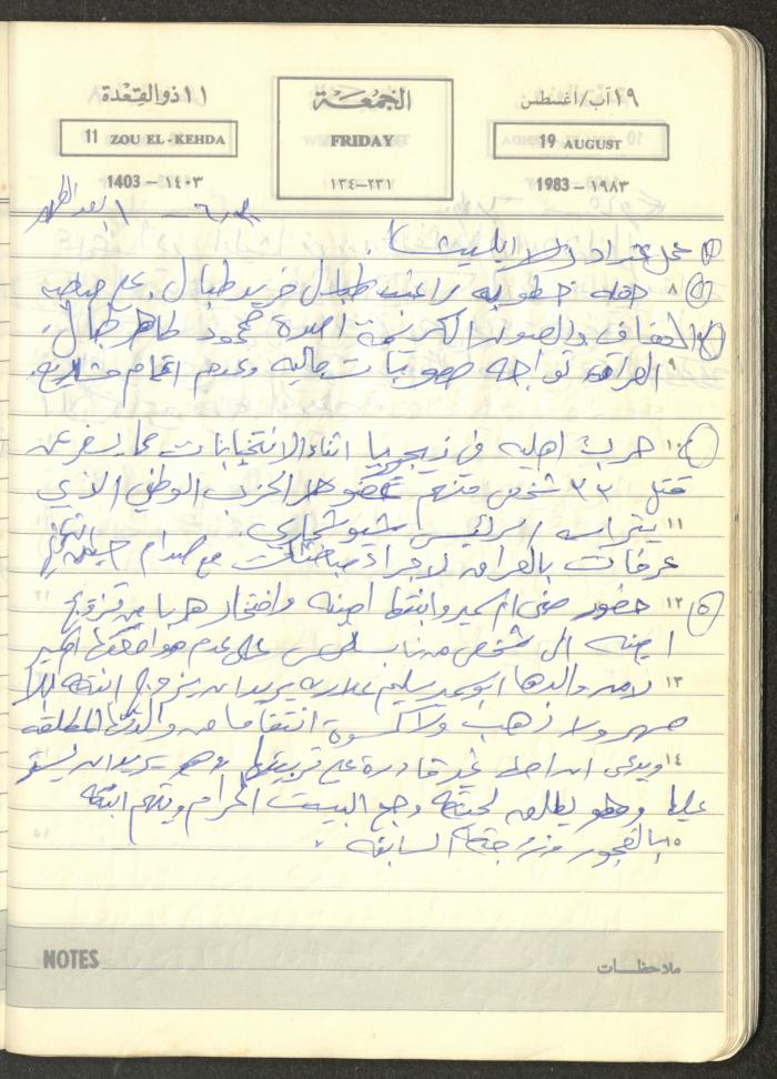 Mahmoud Khreisheh Diaries, Thinnaba- Tulkarm, 1983