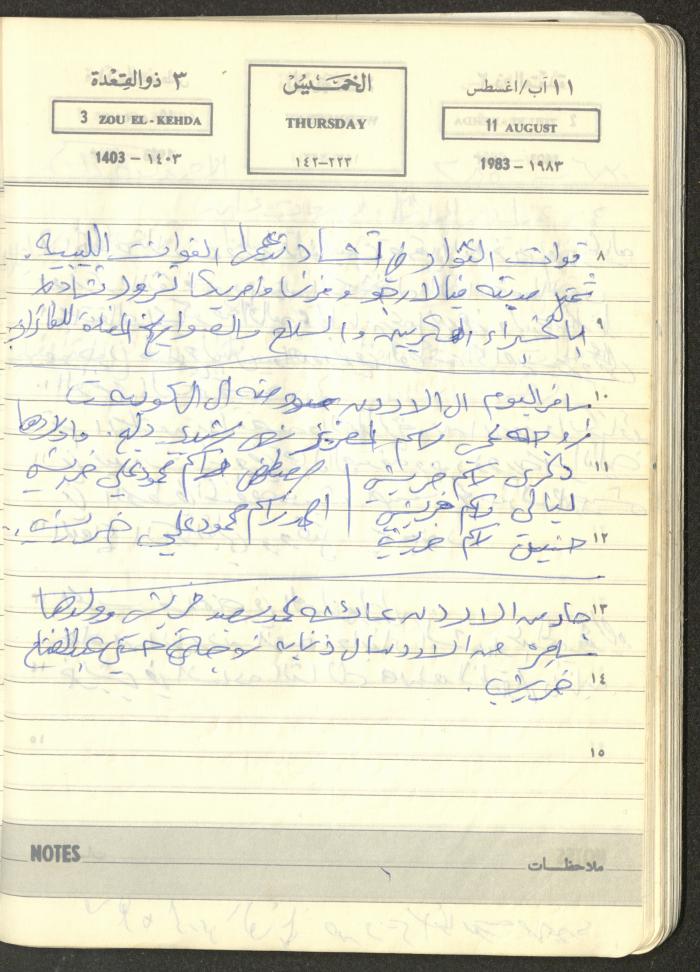 Mahmoud Khreisheh Diaries, Thinnaba- Tulkarm, 1983