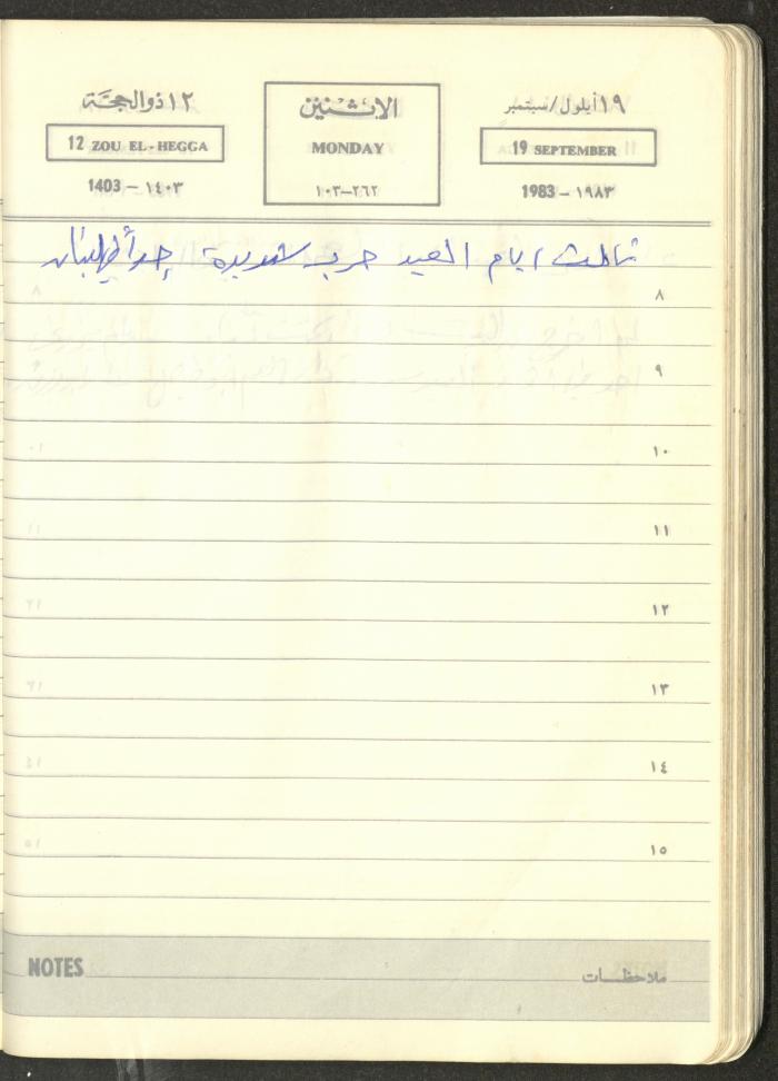 Mahmoud Khreisheh Diaries, Thinnaba- Tulkarm, 1983