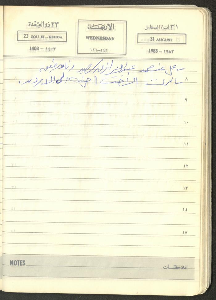 Mahmoud Khreisheh Diaries, Thinnaba- Tulkarm, 1983