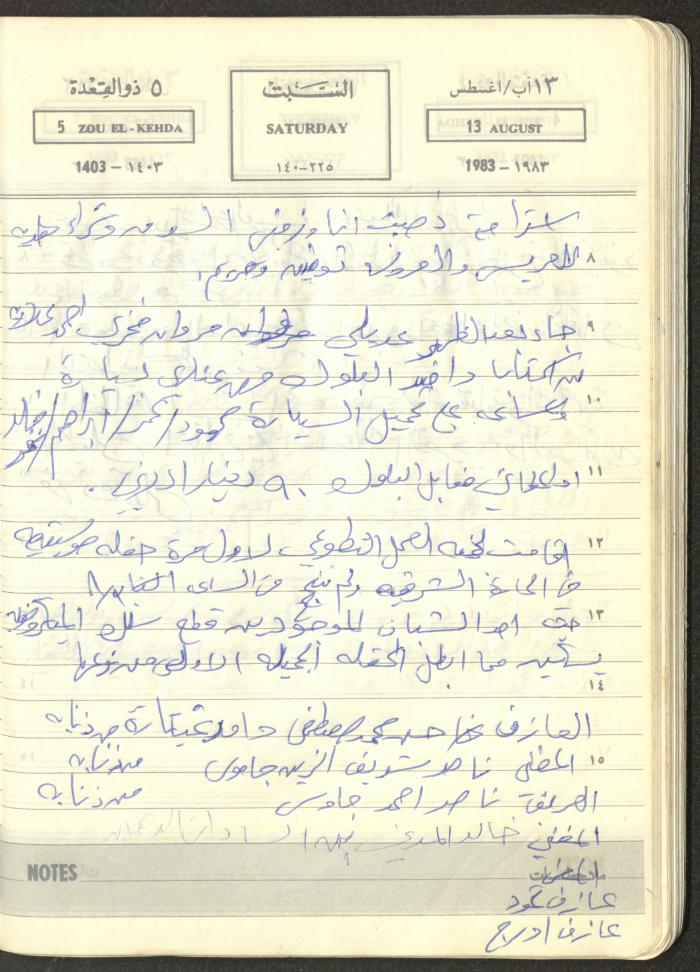 Mahmoud Khreisheh Diaries, Thinnaba- Tulkarm, 1983