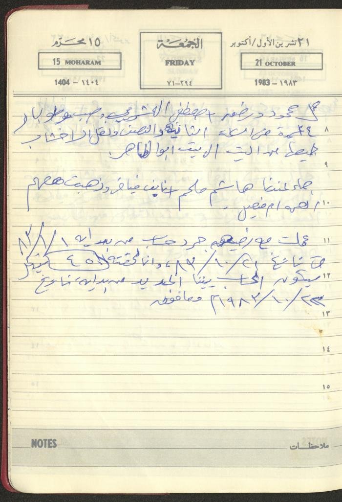 Mahmoud Khreisheh Diaries, Thinnaba- Tulkarm, 1983
