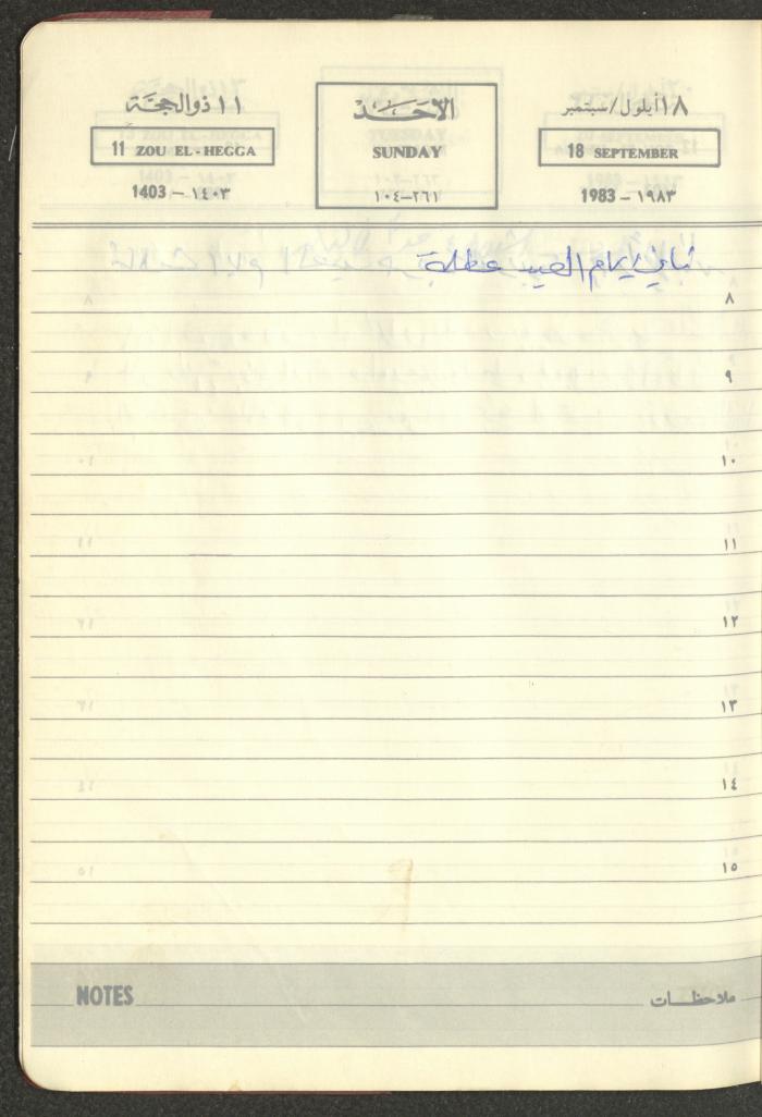 Mahmoud Khreisheh Diaries, Thinnaba- Tulkarm, 1983