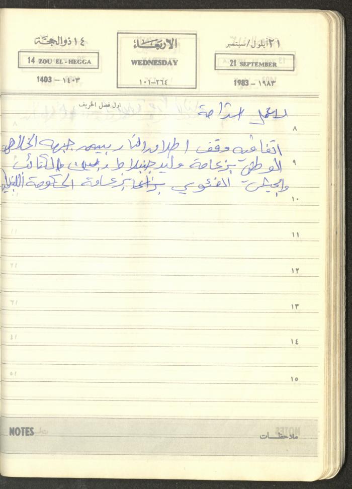Mahmoud Khreisheh Diaries, Thinnaba- Tulkarm, 1983