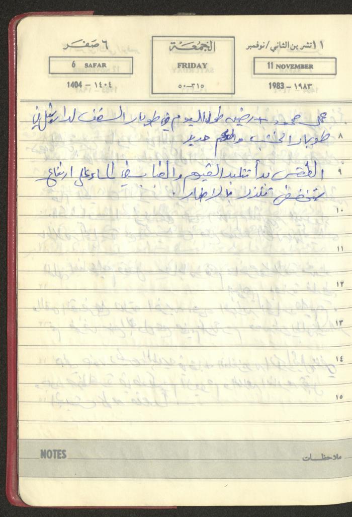 Mahmoud Khreisheh Diaries, Thinnaba- Tulkarm, 1983