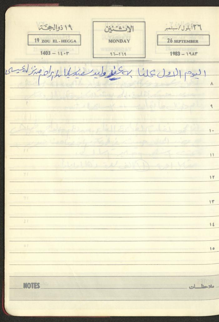 Mahmoud Khreisheh Diaries, Thinnaba- Tulkarm, 1983