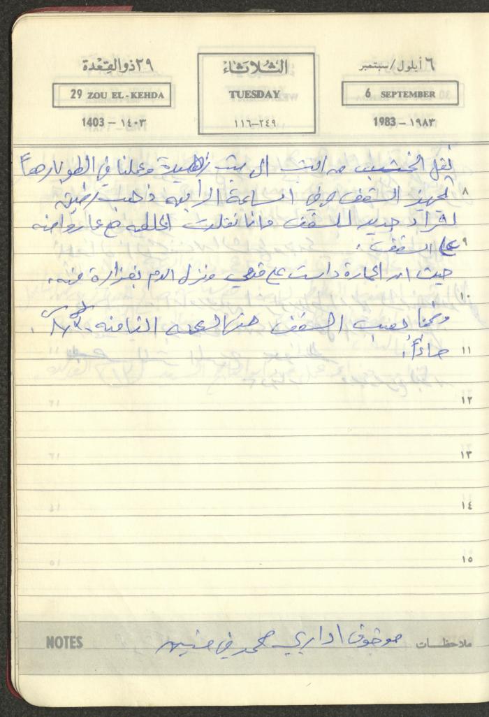 Mahmoud Khreisheh Diaries, Thinnaba- Tulkarm, 1983