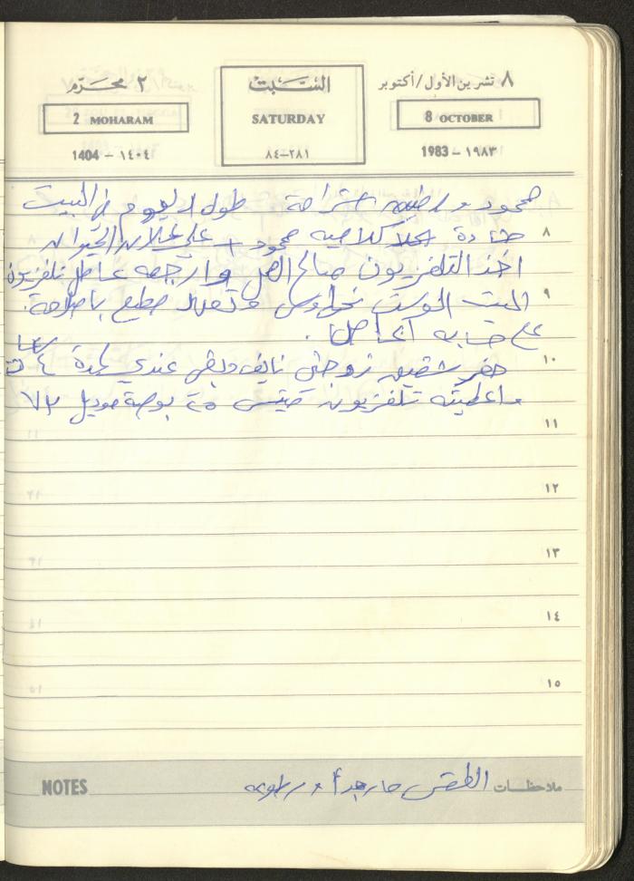 Mahmoud Khreisheh Diaries, Thinnaba- Tulkarm, 1983
