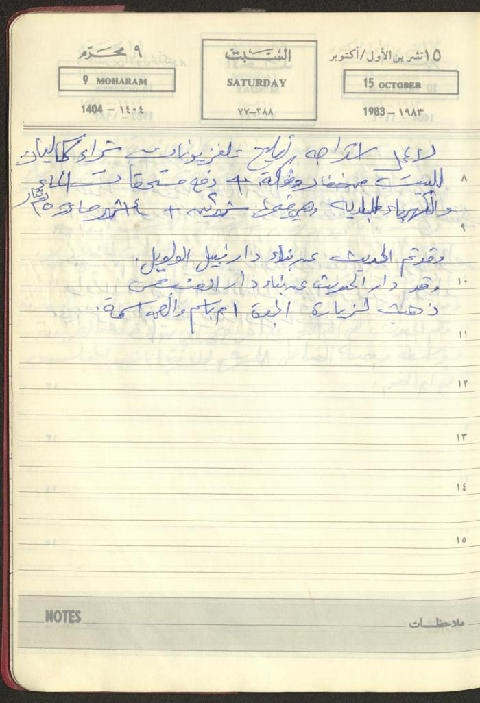 Mahmoud Khreisheh Diaries, Thinnaba- Tulkarm, 1983