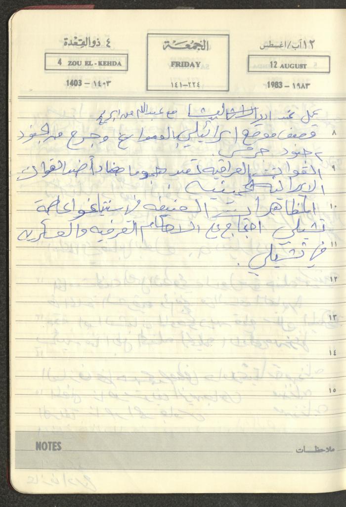 Mahmoud Khreisheh Diaries, Thinnaba- Tulkarm, 1983