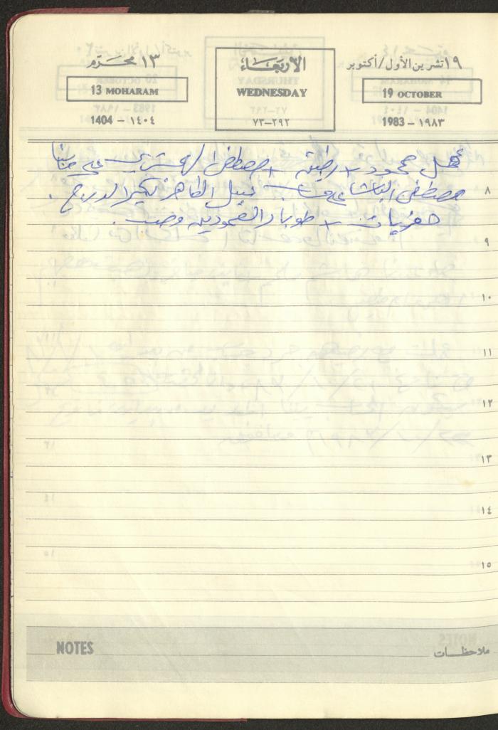 Mahmoud Khreisheh Diaries, Thinnaba- Tulkarm, 1983