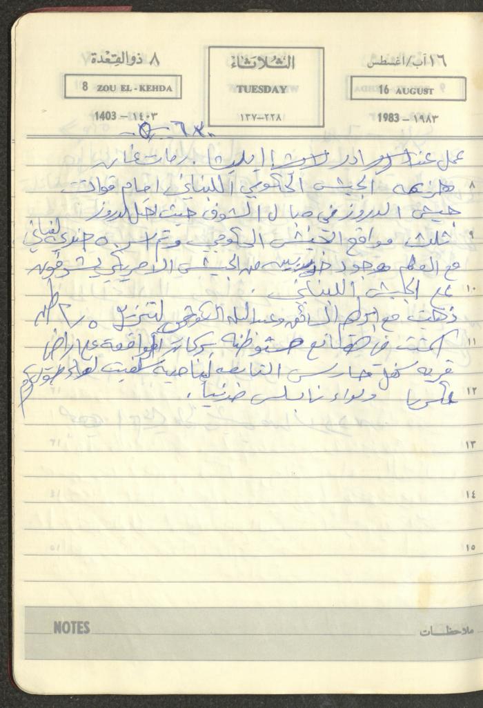 Mahmoud Khreisheh Diaries, Thinnaba- Tulkarm, 1983