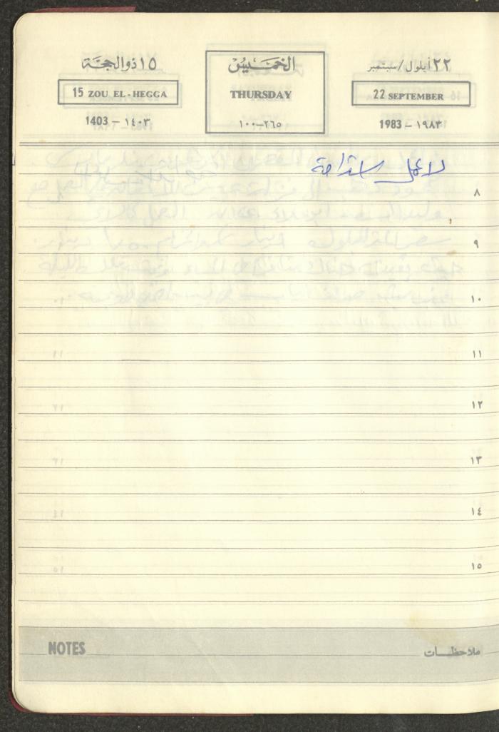 Mahmoud Khreisheh Diaries, Thinnaba- Tulkarm, 1983