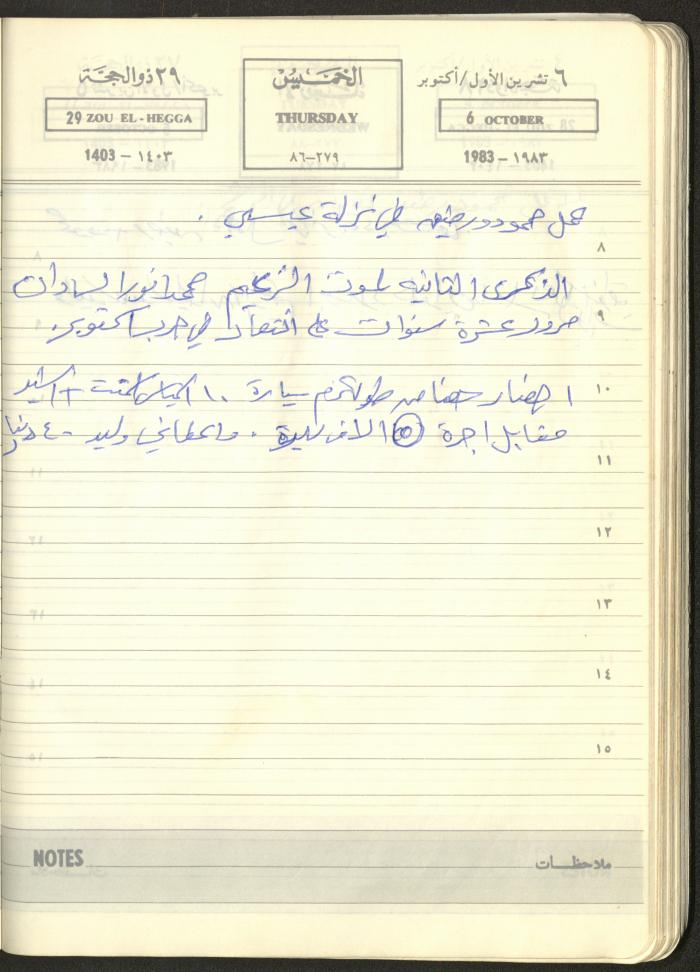 Mahmoud Khreisheh Diaries, Thinnaba- Tulkarm, 1983