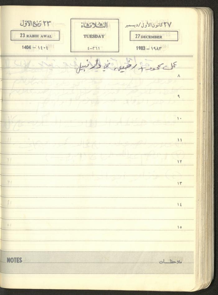 Mahmoud Khreisheh Diaries, Thinnaba- Tulkarm, 1983