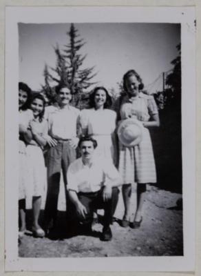 Rima Nasir and Family Members with a Swedish Tourist in Birzeit, 1945-1946