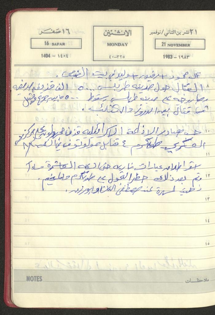 Mahmoud Khreisheh Diaries, Thinnaba- Tulkarm, 1983