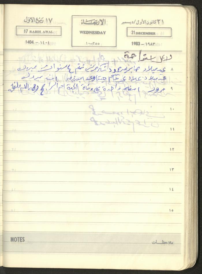 Mahmoud Khreisheh Diaries, Thinnaba- Tulkarm, 1983